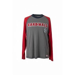 Stitches St Louis Cardinals Long Sleeve T Shirt Gray Red Sz Large Ragland Sleeve